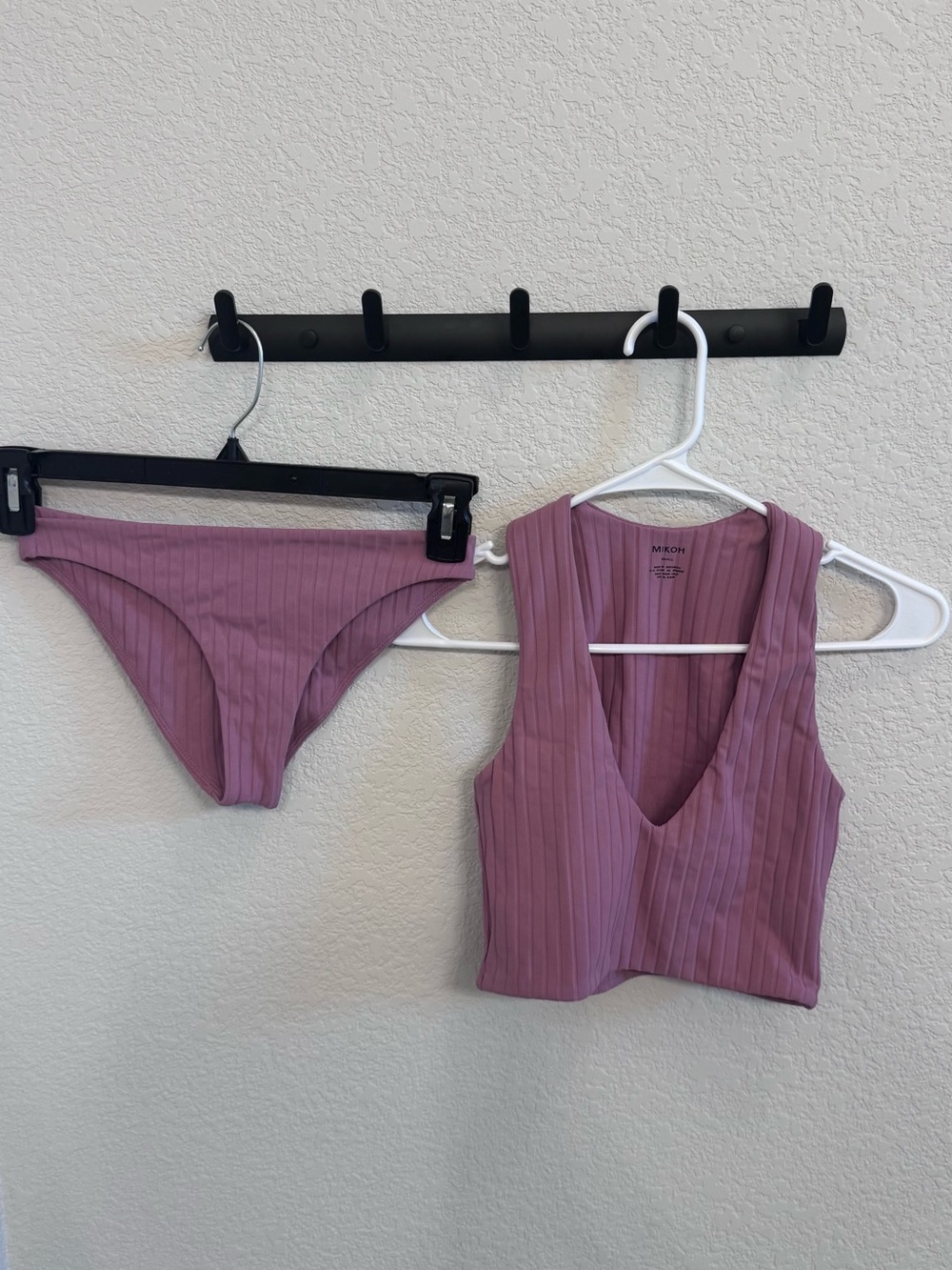 Mikoh Dusty Mauve Ribbed Bikini Top & Bottom Set